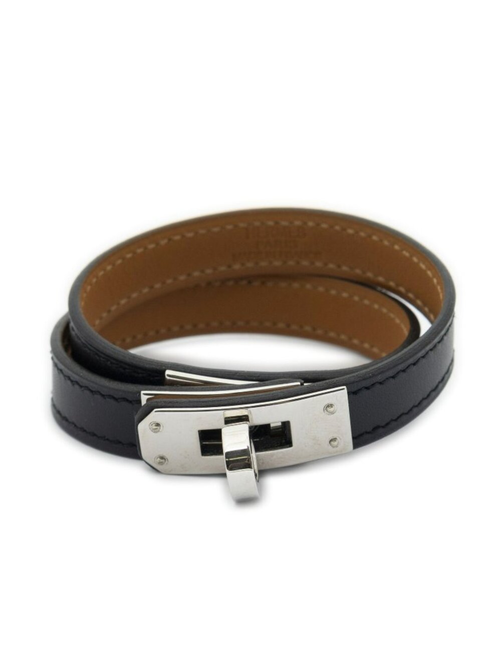 Hermes Kelly Double Tour Bracelet Black Swift Leather